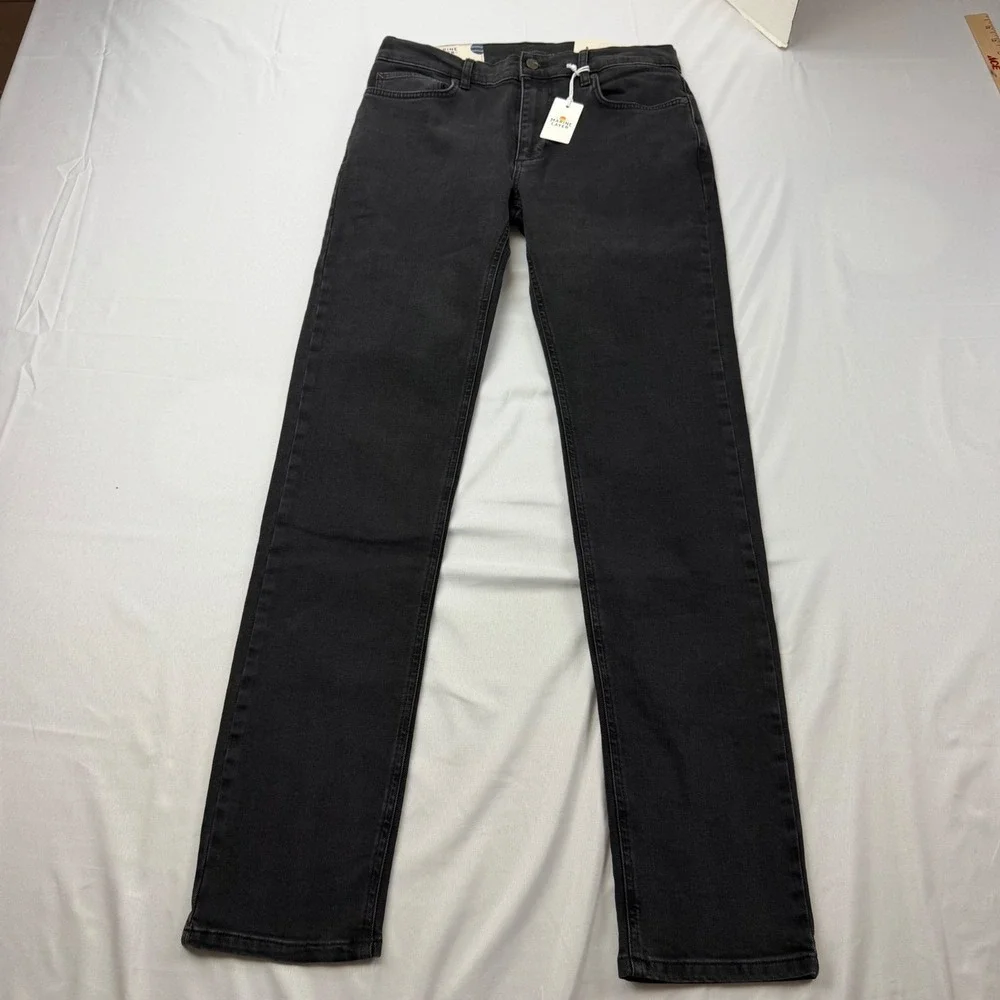 Marine Layer 5 Pocket Pant Men 32x34 Washed Black Slim Straight Stretch Jeans